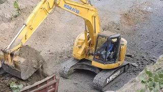 Excavator Digger Digging Loading Dump Truck