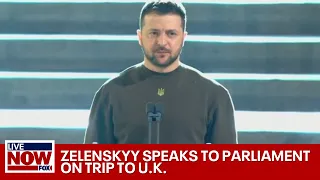 Ukrainian President Volodymyr Zelenskyy addresses Parliament on trip to U.K.