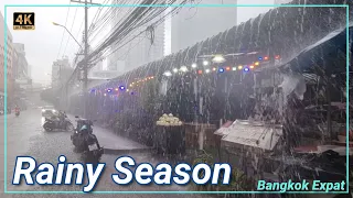 Heavy Rain and Thunder Bangkok Rainy Season 2022 Started Nana Walk no Talk ASMR Rain Sound