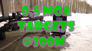 0.5 MOA Targets @300-meters. Krieger SS 260rem Tikka KRG C-4 chassis, Zcomp ZC840, Lapua Scenar