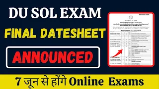 DU SOL Confirmed Date Sheet Declared 2021 |Open Book Examination june 2021 | Confirmed Datesheet