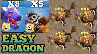 8 dragon + 5 dragon rider attack th16 II best th16 attack strategy clash of clans