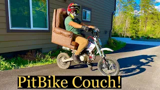 Mounted a COUCH on our Dirt Bike!? | Piranha yx140 Couch on Wheels!