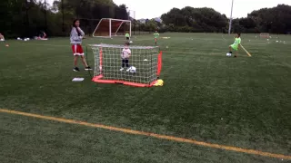 She came out of nowhere! Soccer goal flop.