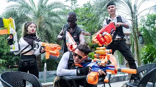 LTT Nerf War : Couple SEAL X Warriors Black Nerf Guns Fight Crime Group Dr Lee In Jungle War