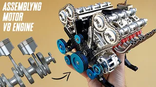 AMAZING! ASSEMBLING V8 engine 500+Pcs (10 hours)