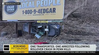 1 hospitalized, another arrested following rollover crash in Penn Hills