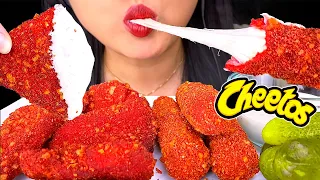 ASMR Hot Cheetos Fried Chicken & CHEESY Mozzarella Sticks (Crunchy Eating Sounds) NO TALKING