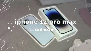 iphone 14 pro max silver unboxing 🌸 setting up iphone + iphone accessories