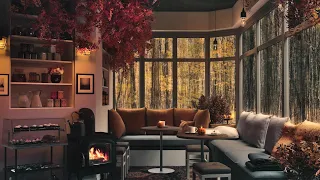 Rainy Autumn Cafe with Smooth Jazz Music and Rain Sounds for Relaxation, Study & Work