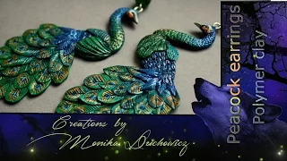 Polymer clay peacock earrings/ pawie kolczyki