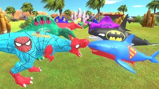 SPEED RACE CHAMPIONSHIP️ TEAM SUPERHERO DINOSAURS DEATH RUN - Animal Revolt Battle Simulator