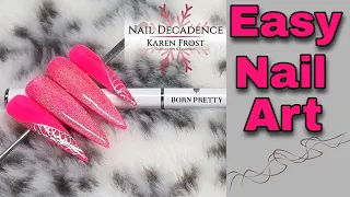 Gel Polish | Born Pretty PR Haul | Neon Pink & Hand Drawn Metallic Silver Design | Easy Nail Art