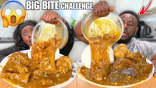 FUFU AND OGBONO SOUP AND ASSORTED MEAT |SPEED EATING BIG BITE CHALLENGE DAD VS DAUGHTER SHOCKING WIN