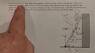 Mechanics p41b: Torque and Static Equilibrium Example - Ladder