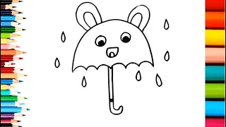 How to draw an umbrella Easy for Kids and Toddlers