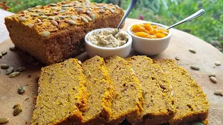 PUMPKIN BREAD, GLUTEN FREE, SUGAR FREE, OIL FREE, EGG FREE, HEALTHY and VEGAN. @recetasdegri