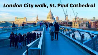 London City Walk | [4K] St. Paul Cathedral, London eye, Big Ben , Millenium Bridge