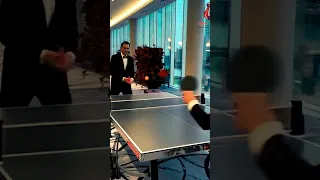 Must Watch!!! Roger Federer Playing Table Tennis In a Suit #rogerfederer #tabletennis