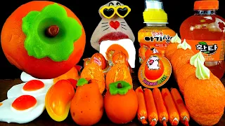 ASMR MUKBANG :) Orange Dessert Collection 주황색 디저트 먹방 Jelly Cake Mukbang Eating Show!