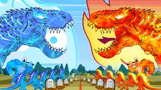 ELEMENTAL DINOSAURS: T-REX FIRE vs T-REX WATER: Jurassic World Evolution 2| Godzilla & KONG Cartoon