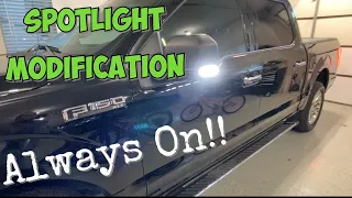 Ford F-150 LED Mirror spotlight Hack Mod Always on Modification!