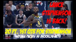 Lance Stephenson is back! | 20 Point 1st Quarter in his Pacers Debut | 2021-2022 NBA | 05 Jan 2022