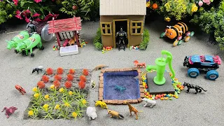 DIY tractor Farm Diorama with house for cow, pig, fish pond | how to plant a carrots field #15