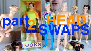 Barbie Looks 18 Buff Tate Head Swap Matches: Mattel Ken Doll Unboxing Rebody Comparison