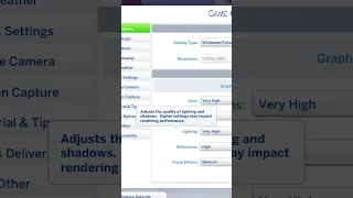 Graphics setting for Sims 4. #shorts