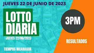 Resultados | Diaria 3:00 PM Lotto Nica hoy jueves 22 de  junio  2023. Loto Jugá 3, Loto Fechas