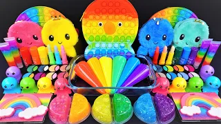 Rainbow Slime Mixing Random Cute, shiny things into slime #ASMR #Satisfying #slimevideos #슬라임