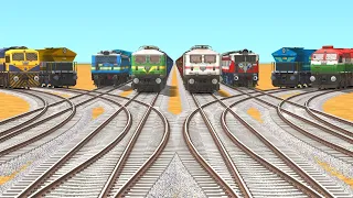 8 ELECTRIC AND DIEASAL TRAINS CROSSING ON DANGEROUS BUMPY CURVED TRACKS | TRAINS RAILROAD 2024