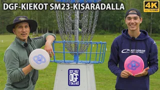 Teemu Lampainen SM 2023 kisaradalla kokeilemassa DGF-kiekkoja