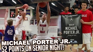 Michael Porter Jr GOES OFF! 52 PTS, 23 REB on Senior Night! Nathan Hale BLOWOUT VS Seattle Prep