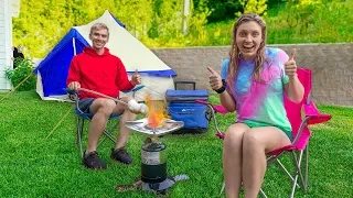 Camping 24 Hours Overnight Challenge in Our Backyard!! (Haunted Monster Spotted)