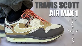 TRAVIS SCOTT NIKE AIR MAX 1 BAROQUE BROWN REVIEW & ON FEET - THE DETAILS ON THESE ARE INSANE