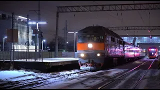 Поезд Москва-Рыбинск 602Я,Лобня Train from Moscow to Rybinsk 602YA, Lobnya