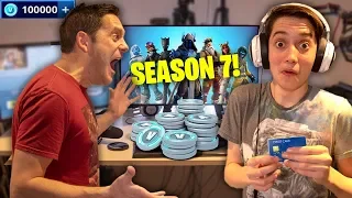 Kid Spends £1000 in Fortnite Season 7 on Crazy Dads Credit Card! (100% UNLOCKED!)