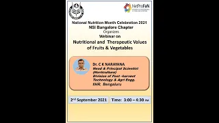 Webinar on Nutritional and Therapeutic values of Fruits and Vegetables