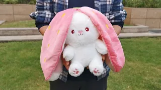 Strawberry Bunny Plush Toy Unboxing - Cute Strawberry Bunny Transformed Into Little Rabbit