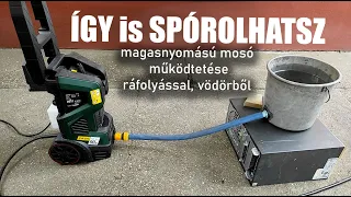 Magasnyomású mosó, vödörből, kannából működtetve.