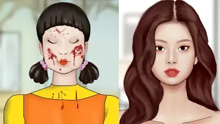 "Squid Game Doll to JENNIE BLACKPINK Transformation" #SquidGameDoll #JennieBLACKPINK #Makeup