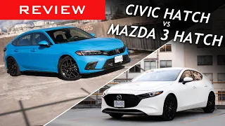 Comparison Review: 2022 Honda Civic Hatchback vs 2022 Mazda 3 Hatchback - 6-Speed vs 6-Speed Manuals