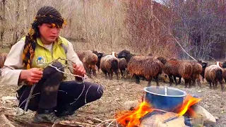 Shepherd's Young Boy Cooking Shepherd Food in the Nature | Afghanistan Village Life