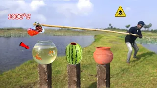 OMG! Mixing Molten🔥Salt into fishtank😱|Claypot | Watermelon | Dangerous Experiment