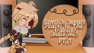 Genshin impact reacts to The Traveler (Male mc, aether) ¦ 6 minutes ¦ Part 1 ¦ First reaction video