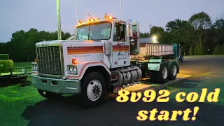 1987 GMC General Detroit Diesel 8v92 vs NOCO GBX155 jump pack, cold start!