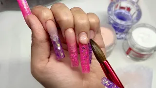 Long Acrylic Nails Tutorial | Ombré | 3D Nail Art