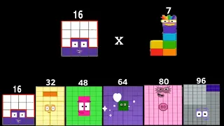 Numberblocks 16 times table stage 1 to 2 and generate value up to 16 000 000